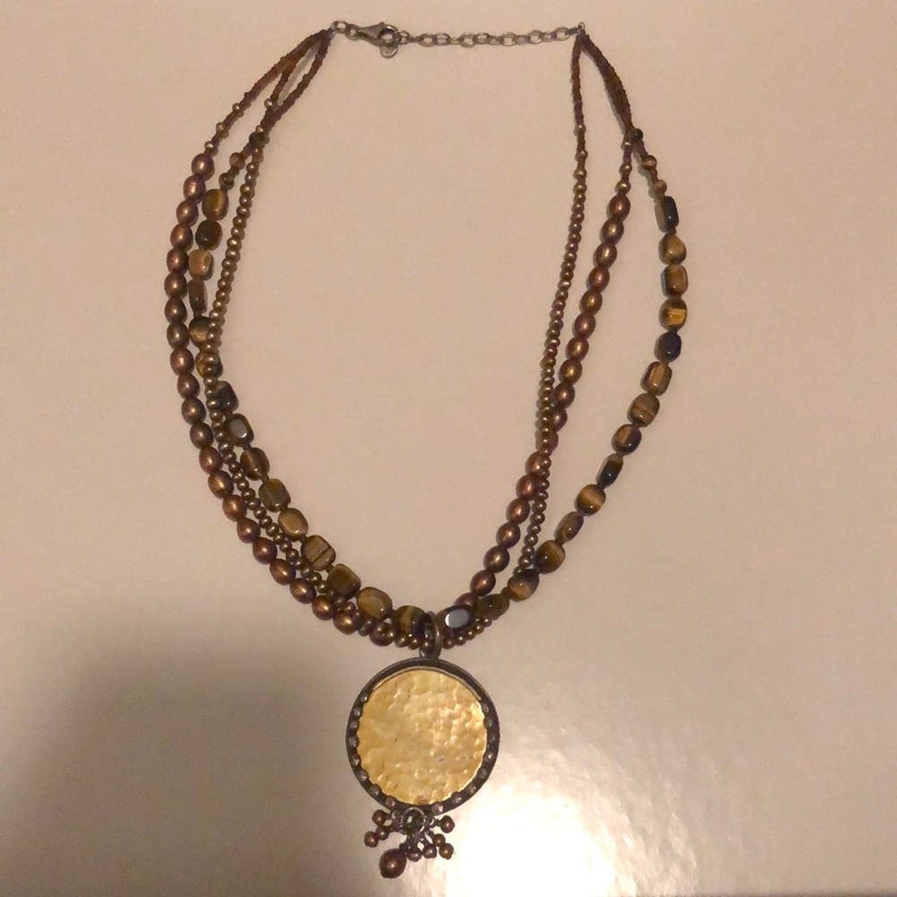 Silpada gold & beaded pendant necklace